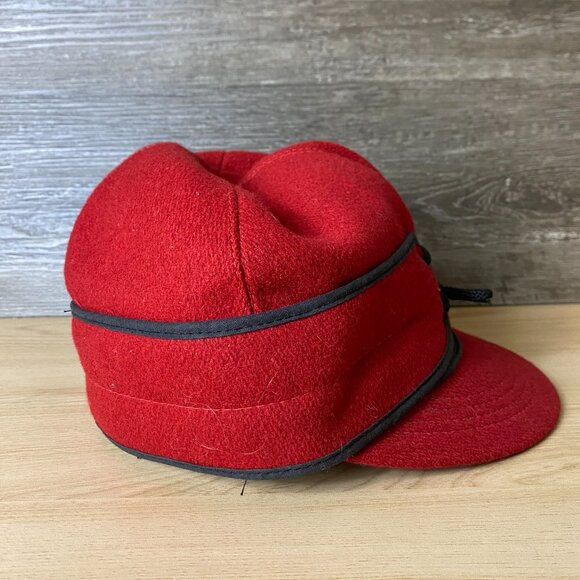 Vintage Wool Hat S/M Red Insulated Ear Flap Winter Outdoors - Picture 6 of 9